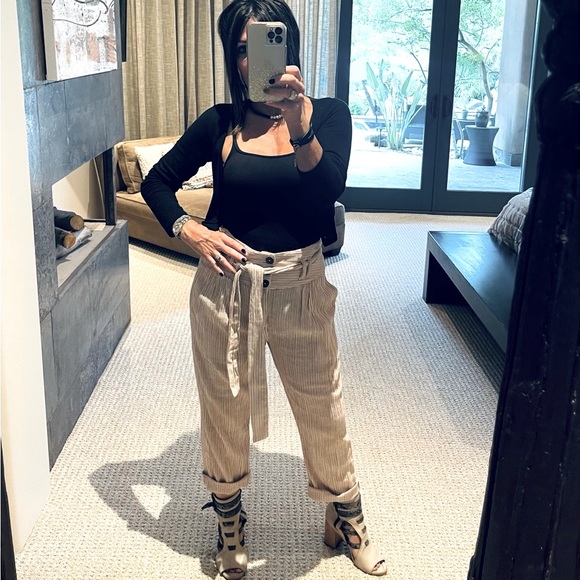 Free People paper bag waist slouchy pants - Picture 2 of 10